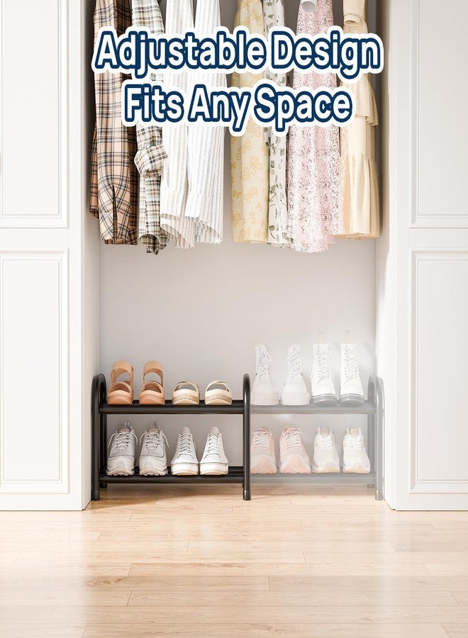 ENJOYBASICS Expandable Shoe Rack, 2 Tier Adjustable Shoe Organizer Shelf for Closet, Black Metal Free Standing Shoe Rack Storage for Small Space, Entryway - Image 4