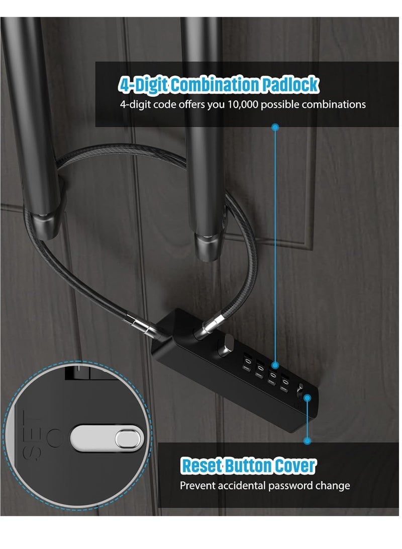 Combination Lock Cable Security Steel Cable Luggage Lock Weatherproof with Resettable Code, Braided Steel Coated Anti-Theft Cable Lock, Luggage Suitcase Gun Case Toolbox Helmet Black 2.3Feet 5 mm - Image 2