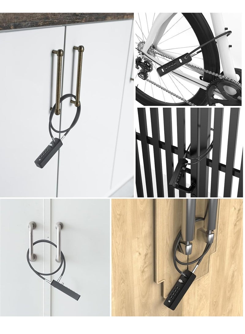 Combination Lock Cable Security Steel Cable Luggage Lock Weatherproof with Resettable Code, Braided Steel Coated Anti-Theft Cable Lock, Luggage Suitcase Gun Case Toolbox Helmet Black 2.3Feet 5 mm - Image 4