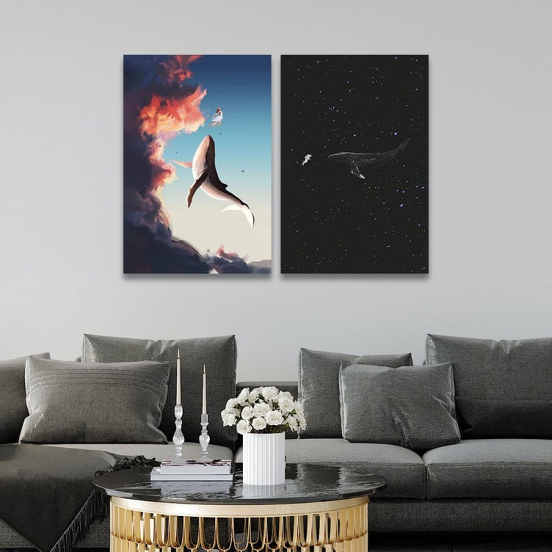 ماركتنا لوحة قماشية ثنائية بتصميم مودرن بمقاس اجمالي 80×60 سم - Image 1