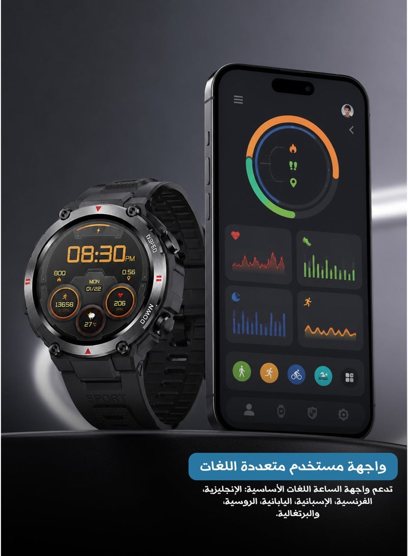 AOLON Tetra R2 Smart Watch Original 100 exercise modes Men Sports Fitness Tracker Bluetooth Call Black - Image 5