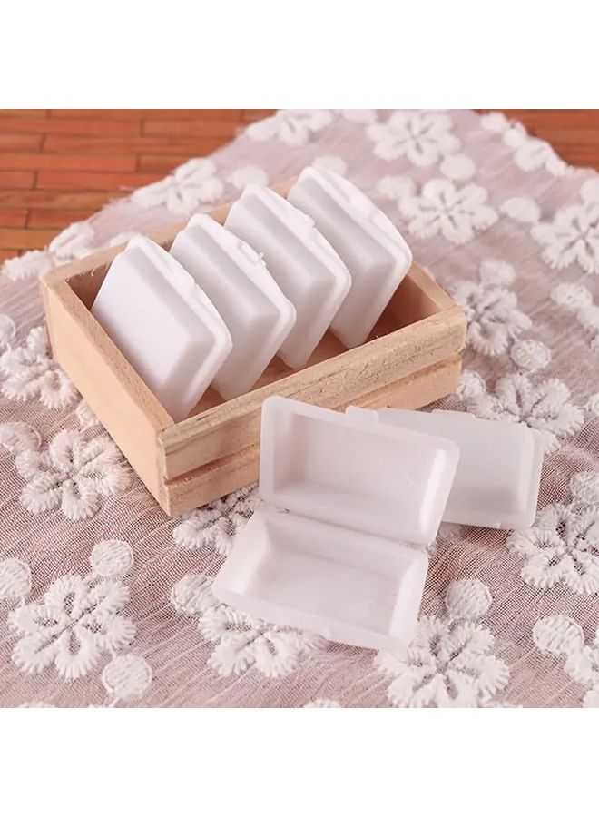5pcs White Miniature Fast Food packaging Boxes Doll House Doll Accessory Storage Case - Image 2