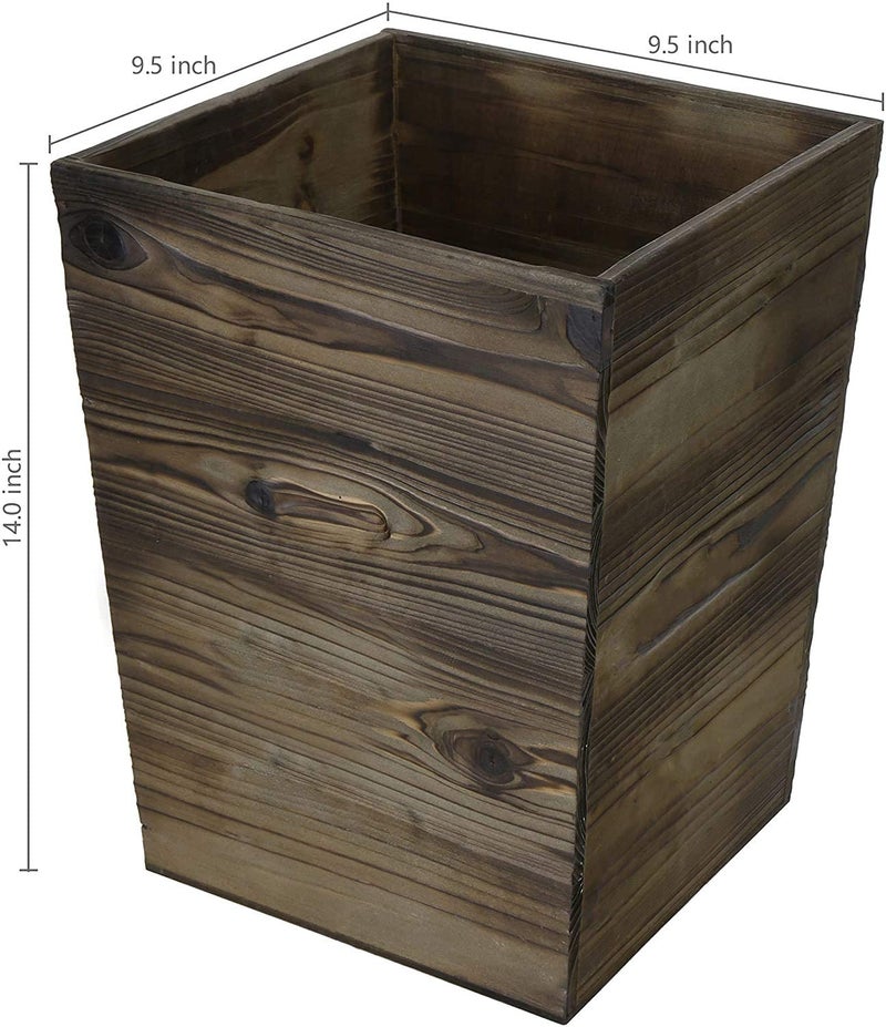 INDIAN DECOR 29160 Brown Wooden Waste Bin 14Inch WastebasketWaste paper binoffice binDustbinWastepaper basketWooden dustbin Brown  - Image 2
