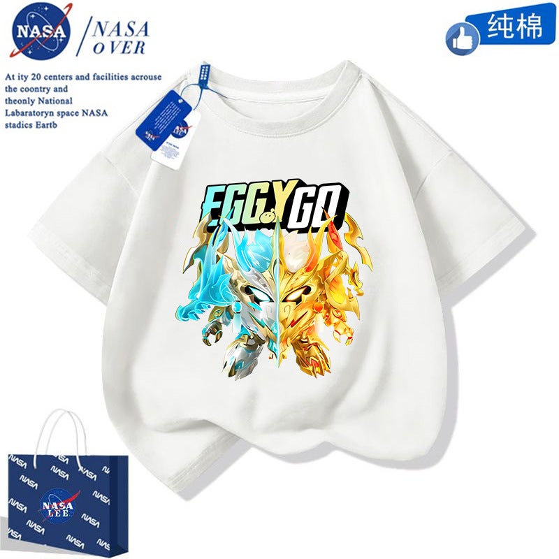 Nasa Joint Boy Handsome Egg Cotton Short-Sleeved Dragon Soul Ares Domineering Printed T-Shirt Trendy Brotherhood - Image 2