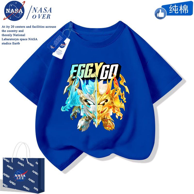 Nasa Joint Boy Handsome Egg Cotton Short-Sleeved Dragon Soul Ares Domineering Printed T-Shirt Trendy Brotherhood - Image 4
