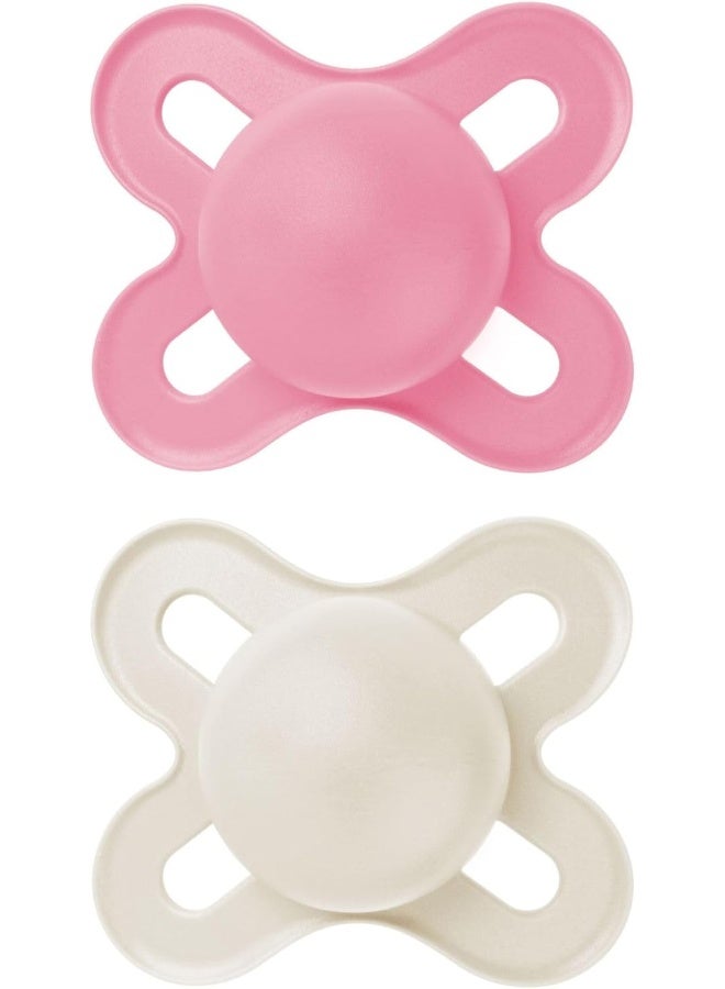 مام Original Start Matte Newborn Baby Pacifier, Best Pacifier for Breastfed Babies, Sterilizer Case, Girl, 0-3 Months (Pack of 2) - Image 1