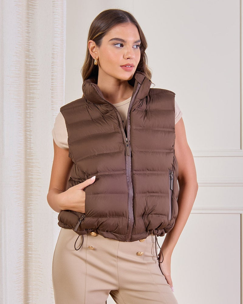 REDTAG Women Brown Padded Vest Jacket - Image 1