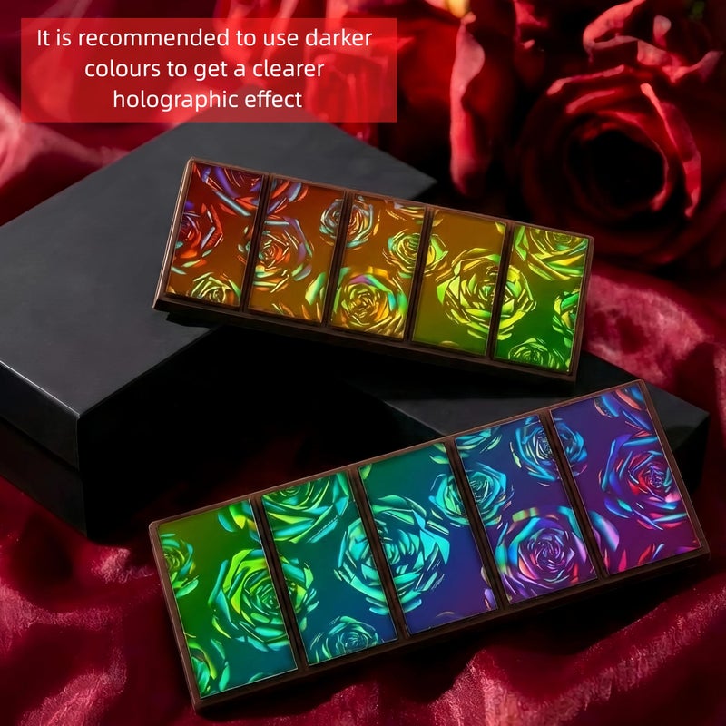 Ziliny Rose 1 Pcs Holographic Chocolate Molds Valentine's Day Resin Silicone Chocolate Bar Deep Thick Molds for Galentine's Day DIY Baking Wax Melts Birthday Party Supplies (Rectangle) - Image 5