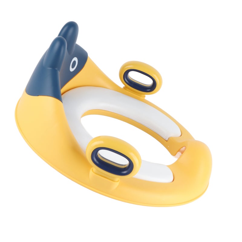 Potty Training Seat: Yellow, Spatter Guard Design, Stable Anti-Skid, With Handles - Ergonomic Safe Material Toddler Toilet Seat for Beginner Boys and Girls Bathroom Use - Image 5