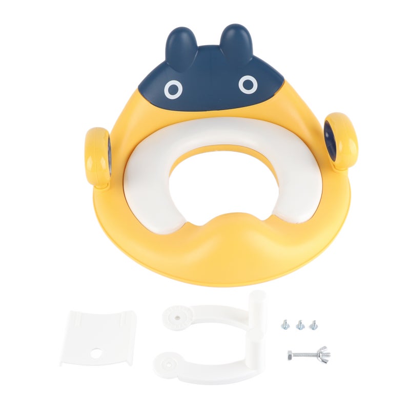 Potty Training Seat: Yellow, Spatter Guard Design, Stable Anti-Skid, With Handles - Ergonomic Safe Material Toddler Toilet Seat for Beginner Boys and Girls Bathroom Use - Image 1