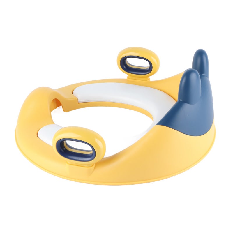 Potty Training Seat: Yellow, Spatter Guard Design, Stable Anti-Skid, With Handles - Ergonomic Safe Material Toddler Toilet Seat for Beginner Boys and Girls Bathroom Use - Image 4