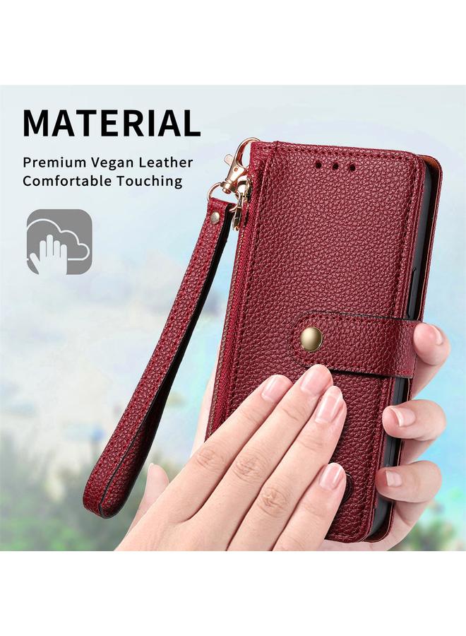 S-TOP Case For Samsung Galaxy A14 4G Love Zipper Lanyard Leather Phone Case - Image 3