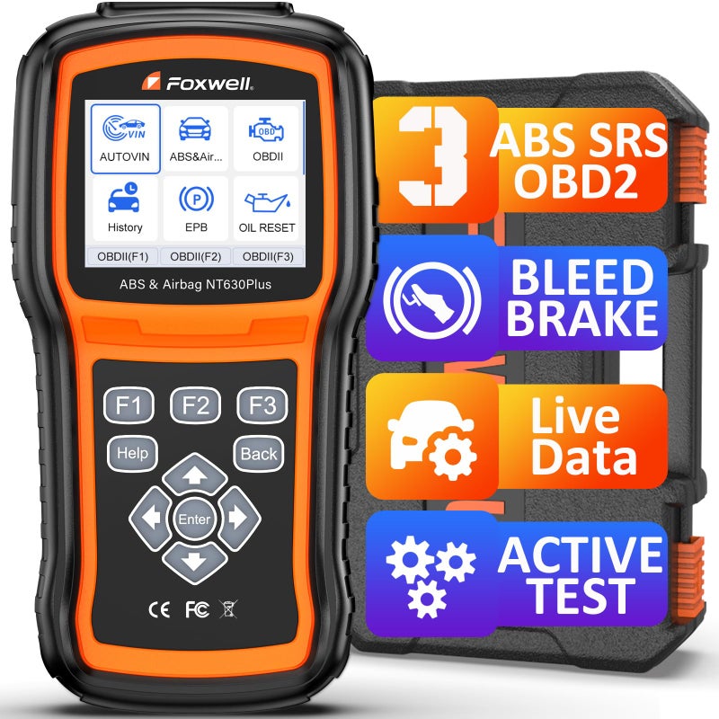 FOXWELL NT630 Plus OBD2 Scanner with ABS and SRS 2025 ABS Auto Bleed Scan Tool Brake SRS Scanner Live Data Car Code Reader Diagnostic Tool Bidirectional Scanner with SAS Oil Light