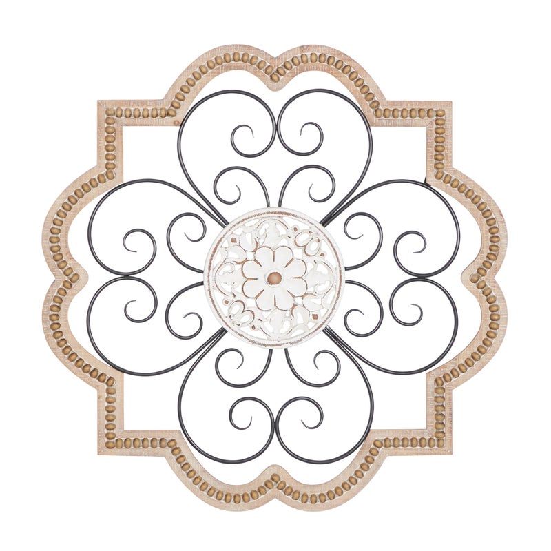 ديكو 79 ديكور حائط خشبي مزخرف بتصميمات معدنية 27 x 1 x 27 بني
