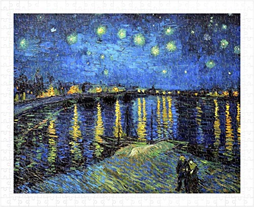 Pintoo Jigsaw Puzzles 500 Piece for Adults Vincent Van Gogh Starry Night Over The Rhone 1888 Beautiful Plastic Puzzle for Home Decor Zero Dust Easy Storage H1760 - Image 1