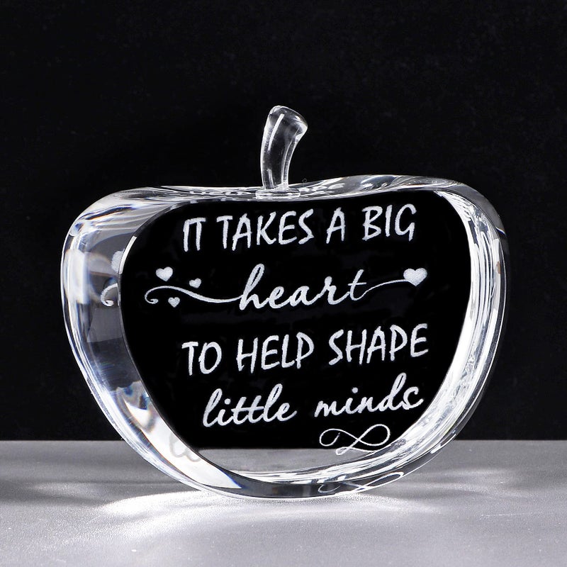 Movdyka Crystal Apple Teacher Appreciation Gifts for Women Men Laser Engraved Best Teacher Gifts for Women on Retirement Graduation Christmas Office Desk Decor  Paperweight  39inches
