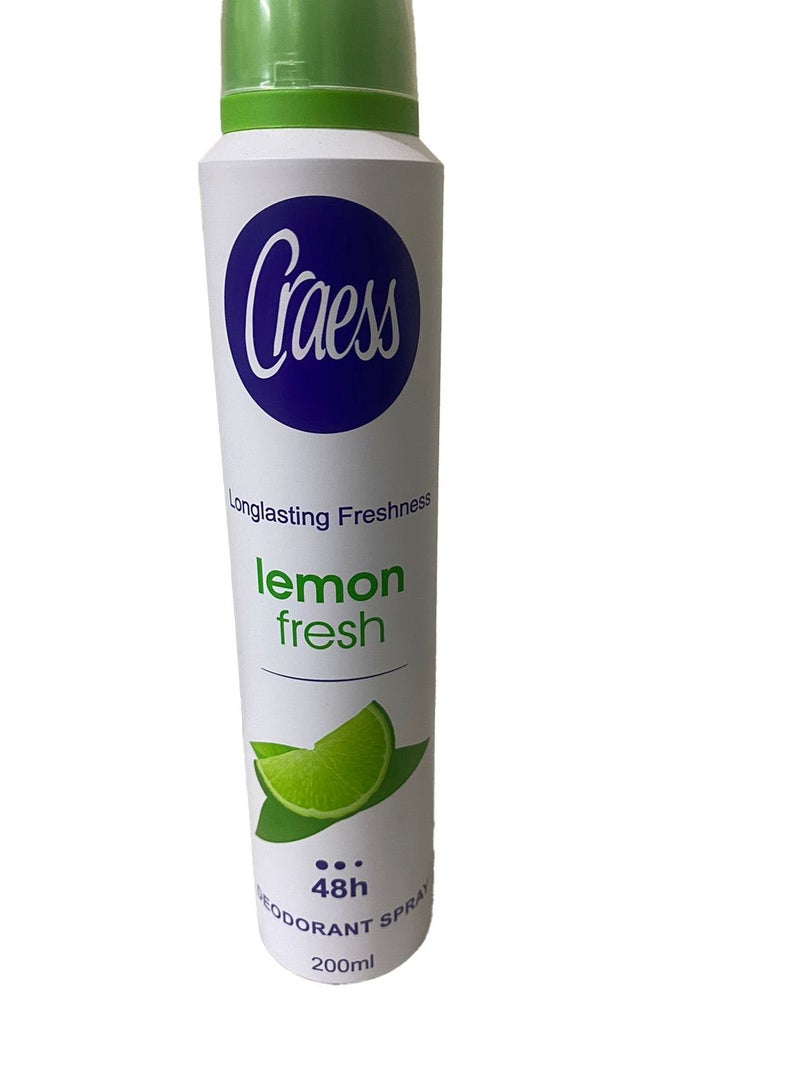Cress Deodorant Spray Lemon Fresh 48h 200ml