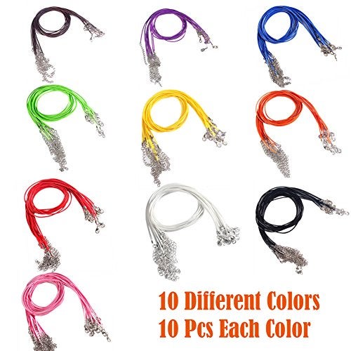 Paxcoo 100 Pcs 18 Inches Waxed Cotton Necklace Cord for Jewelry Making Mix Color - Image 2