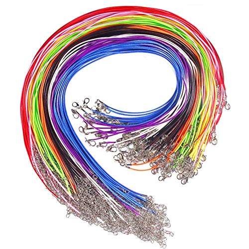 Paxcoo 100 Pcs 18 Inches Waxed Cotton Necklace Cord for Jewelry Making Mix Color - Image 1