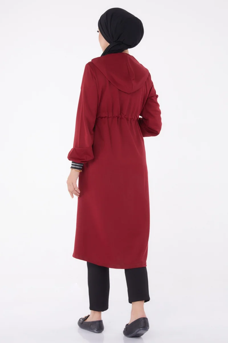 Tofisa Plain Hooded Collar Women's Claret Red Cape - 13050