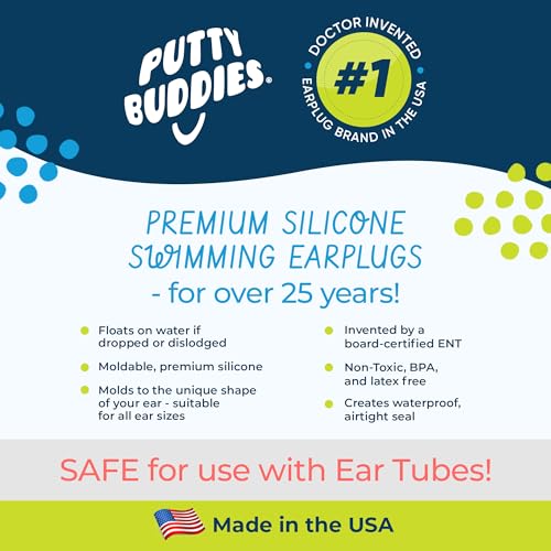 Ear Band-It Earvolution Ear Band-It Ultra Premium Swimming Headband and Swimmers Ear Plugs Bundle - Invented by Ear, Nose, and Throat Physician - Made in The USA - Custom Anti-Slip Grip Neoprene - Blue - Large - Image 4