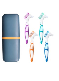 Ceonam 4Pcs Denture Brushes with Carrying Case, Hard Double Sided Denture Cleaning Brush Heads for False Teeth Cleaning  - Image 1