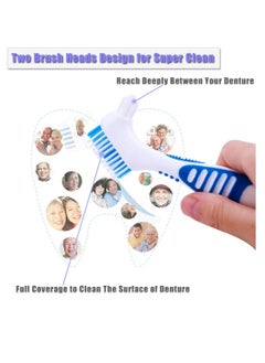 Ceonam 4Pcs Denture Brushes with Carrying Case, Hard Double Sided Denture Cleaning Brush Heads for False Teeth Cleaning  - Image 3