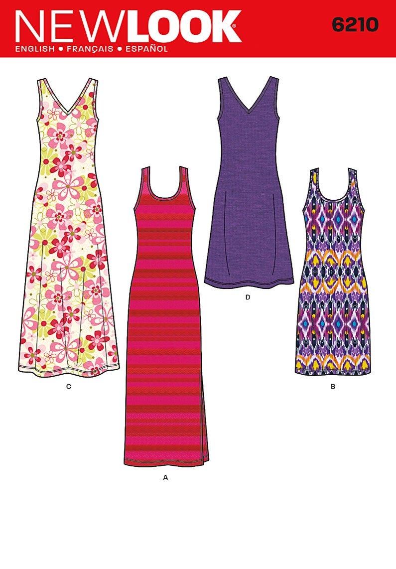Simplicity Creative Patterns New Look 6210 Misses Knit Dress in Two Lengths A 10121416182022