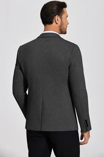 COOFANDY Blazer Men Big and Tall Sport Coat Business Casual Western Suit Jacket Dark Grey, S - Image 3