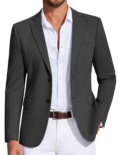 COOFANDY Blazer Men Big and Tall Sport Coat Business Casual Western Suit Jacket Dark Grey, S - Image 1