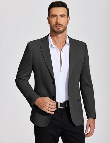 COOFANDY Blazer Men Big and Tall Sport Coat Business Casual Western Suit Jacket Dark Grey, S - Image 2