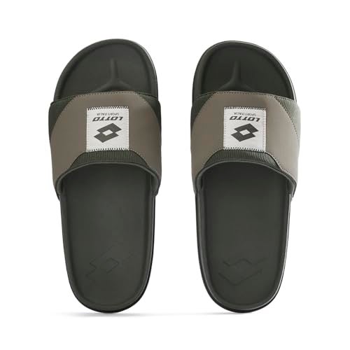 Lotto Men Enduro Strip Olive Slides - Image 1