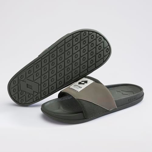 Lotto Men Enduro Strip Olive Slides - Image 3