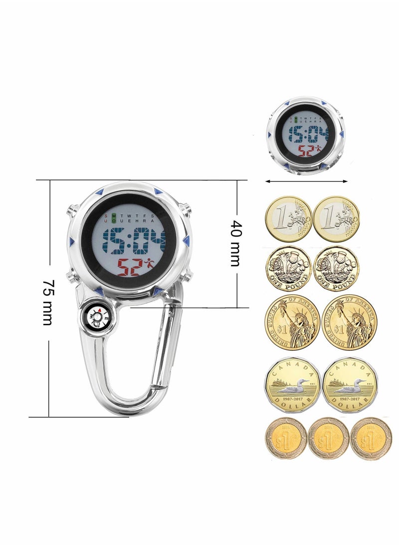 Y&D Carabiner Digital Watch, Clip on Quartz Waterproof and Shockproof Pocket Fob Watch  - Image 5