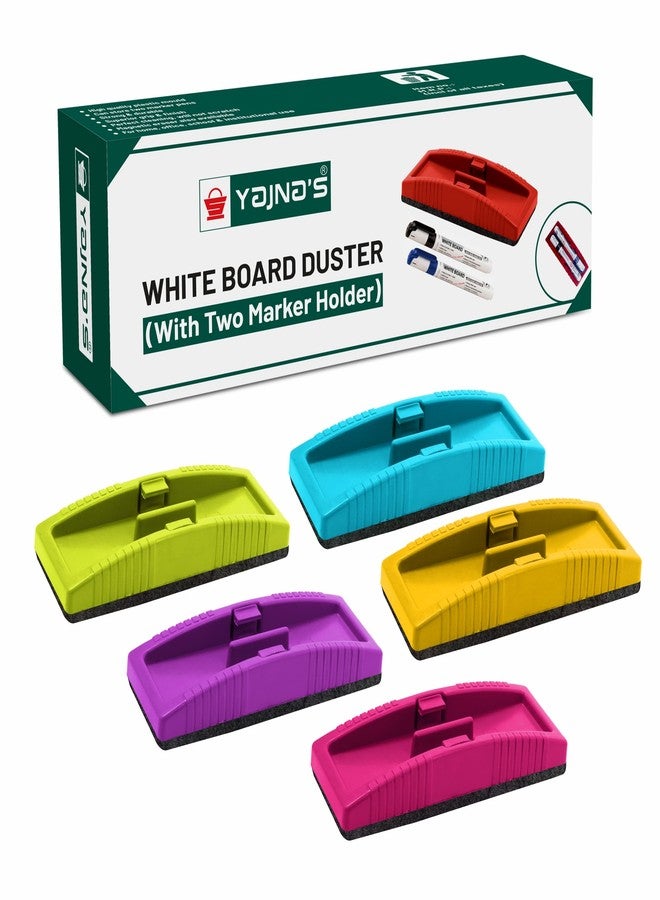 YAJNAS Magnetic Whiteboard Duster, White Board Duster | Whiteboard Eraser for Erasing White Board Marker or Chalk Board Writing - Assorted Colours - Colour May Vary (Magnetic Duster, Pack of 5) - Image 1