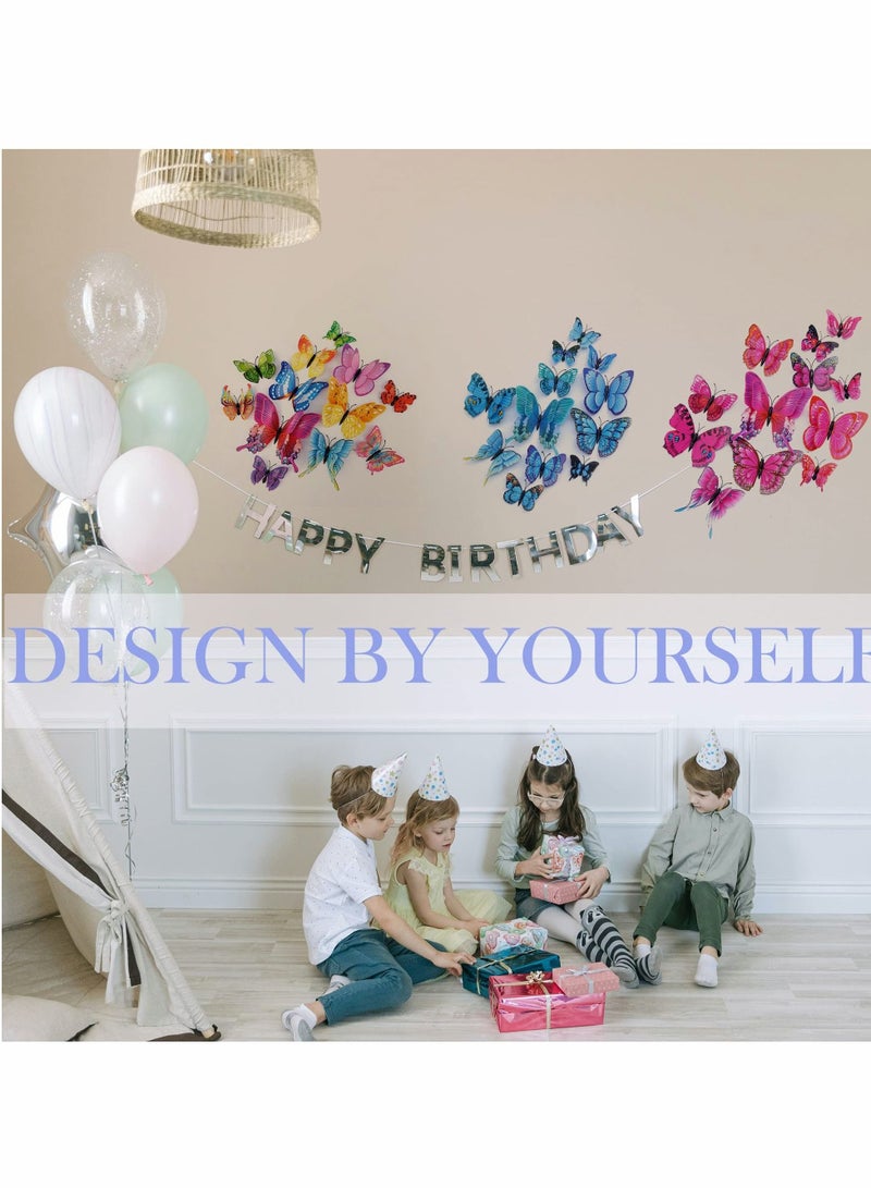 Captaintech Butterfly Wall Sticker, Magnetic 3D Butterfly Mural Decal, Removable Decorative Wall Sticker for Kids Room Bedroom Living Room Office Party Decoration (12pcs, Blue) - Image 4