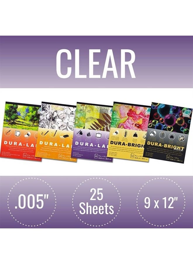 Grafix P05DC0912 9 x 12”, Pad of 25 – Ultra-Clear .005” Film, Acetate Alternative, Glossy Surface for Coverings, Stencils, Color Separation, Window Applications, Transparencies 