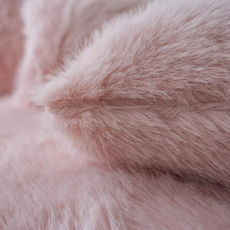 Neelvin Pink Faux Fur Cozy Fluffy Double-Sided Decorative Throw Pillow Covers 18x18 inch Set of 2 Velvet Pillowcase Cushion Case for Sofa Couch - Image 5