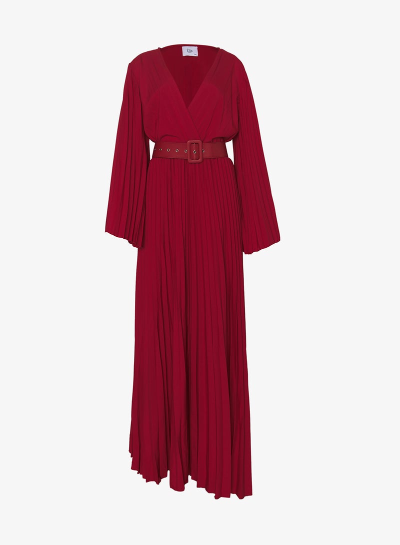 Ella Plus Belted Dress With Pleats - Image 1