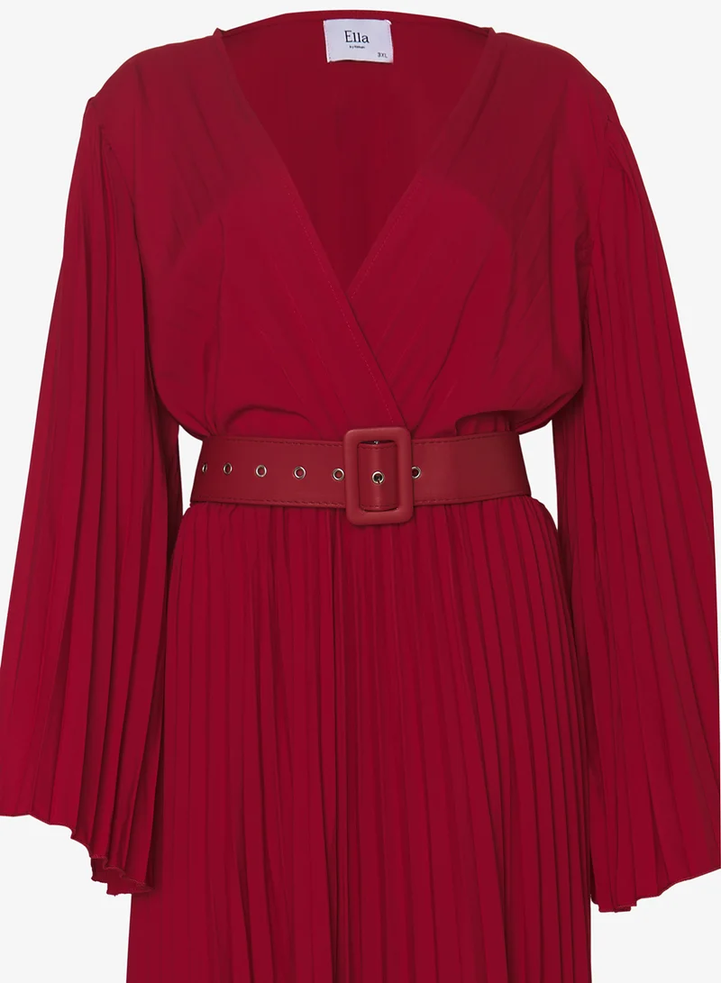 Ella Plus Belted Dress With Pleats