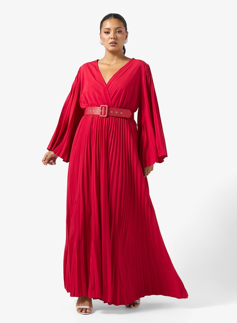 Ella Plus Belted Dress With Pleats - Image 4