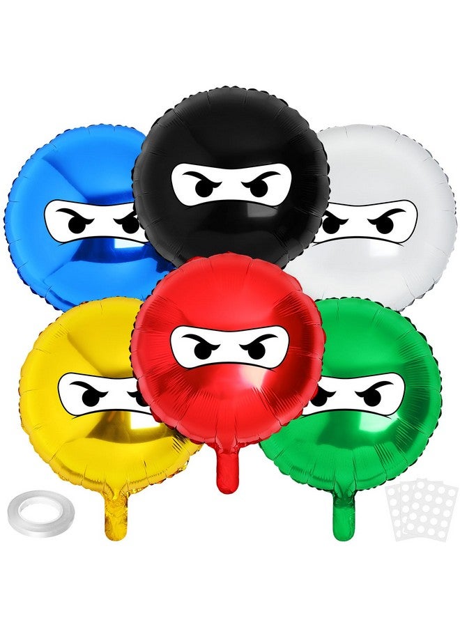 Hungdao 6 Pcs 18 Inches Ninja Balloons Colorful Ninja Theme Party Supplies Aluminum Film Balloon Birthday Party Favors - Image 1