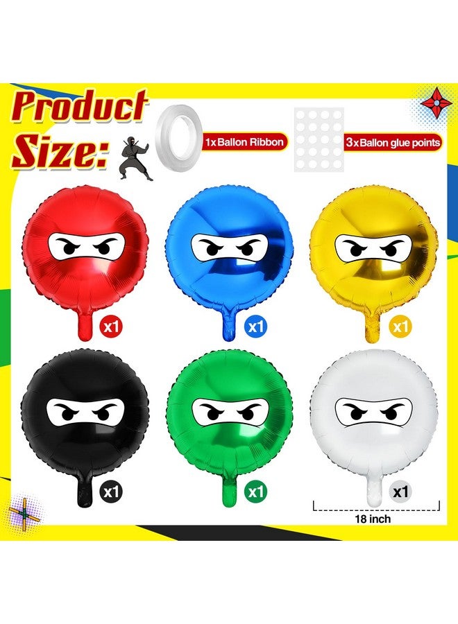 Hungdao 6 Pcs 18 Inches Ninja Balloons Colorful Ninja Theme Party Supplies Aluminum Film Balloon Birthday Party Favors - Image 2