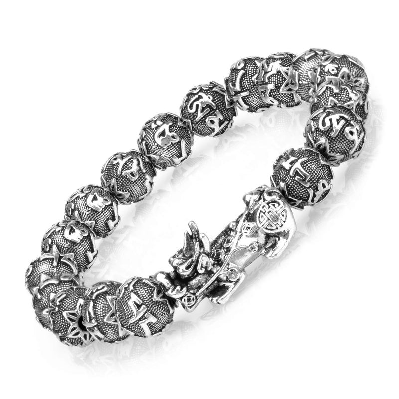 ZenBless Feng Shui Bracelet 12mm Beads Large Size Bracelet for Men Single Silver Pi Xiu Pi Yao Attract Wealth Health and Good Luck - Image 1