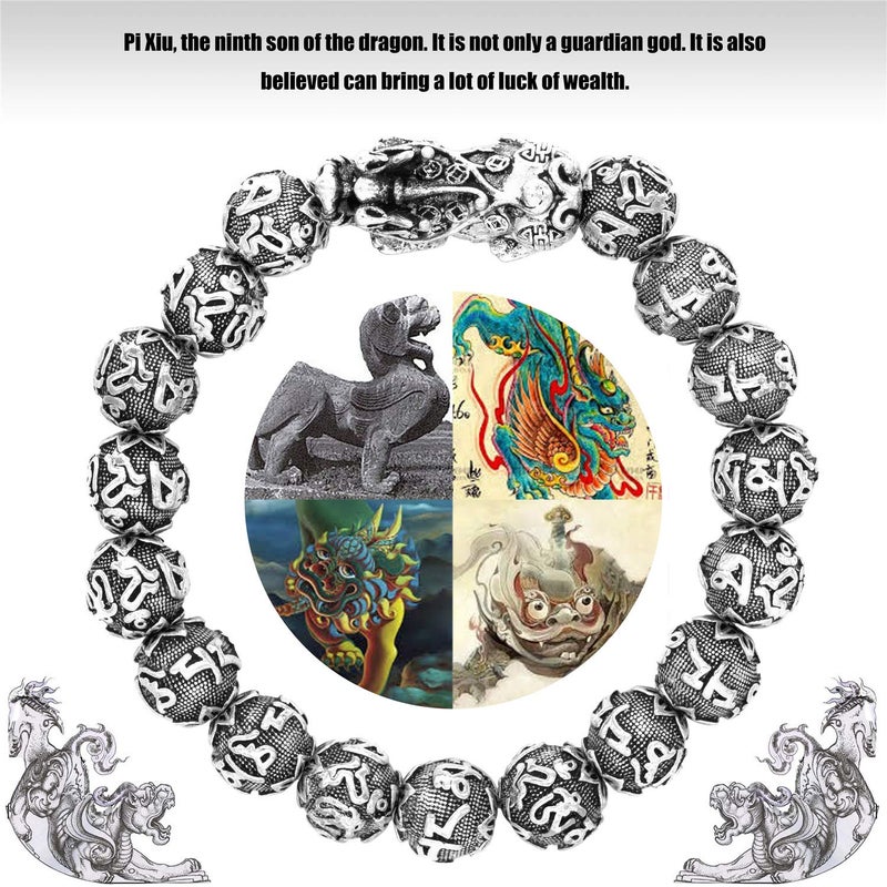 ZenBless Feng Shui Bracelet 12mm Beads Large Size Bracelet for Men Single Silver Pi Xiu Pi Yao Attract Wealth Health and Good Luck - Image 3