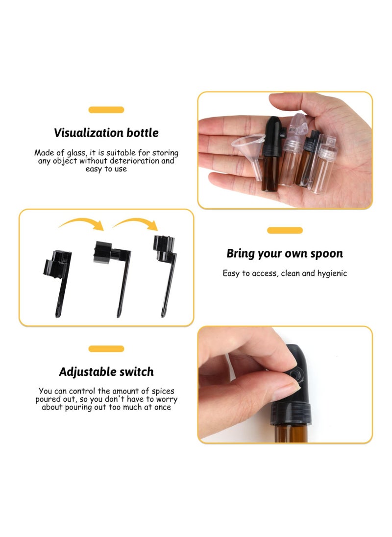 SYOSI Portable Pepper Shakers, 10 Pcs Waterproof Camping Spice Containers with Knob Switch, Portable Dispenser, Mini Salt Shakers for Outdoor Activities Traveling Cooking (Brown & Clear)  - Image 3