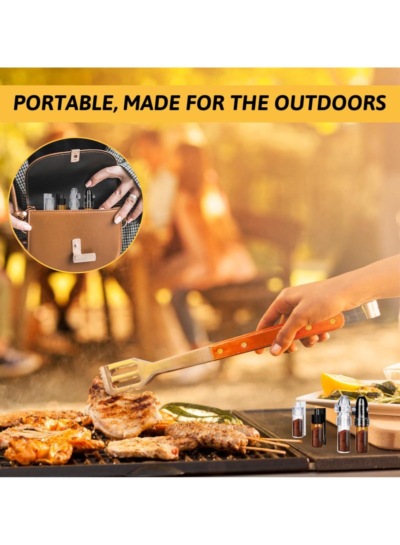Portable Pepper Shakers, 10 Pcs Waterproof Camping Spice Containers with Knob Switch, Portable Dispenser, Mini Salt Shakers for Outdoor Activities Traveling Cooking (Brown & Clear)