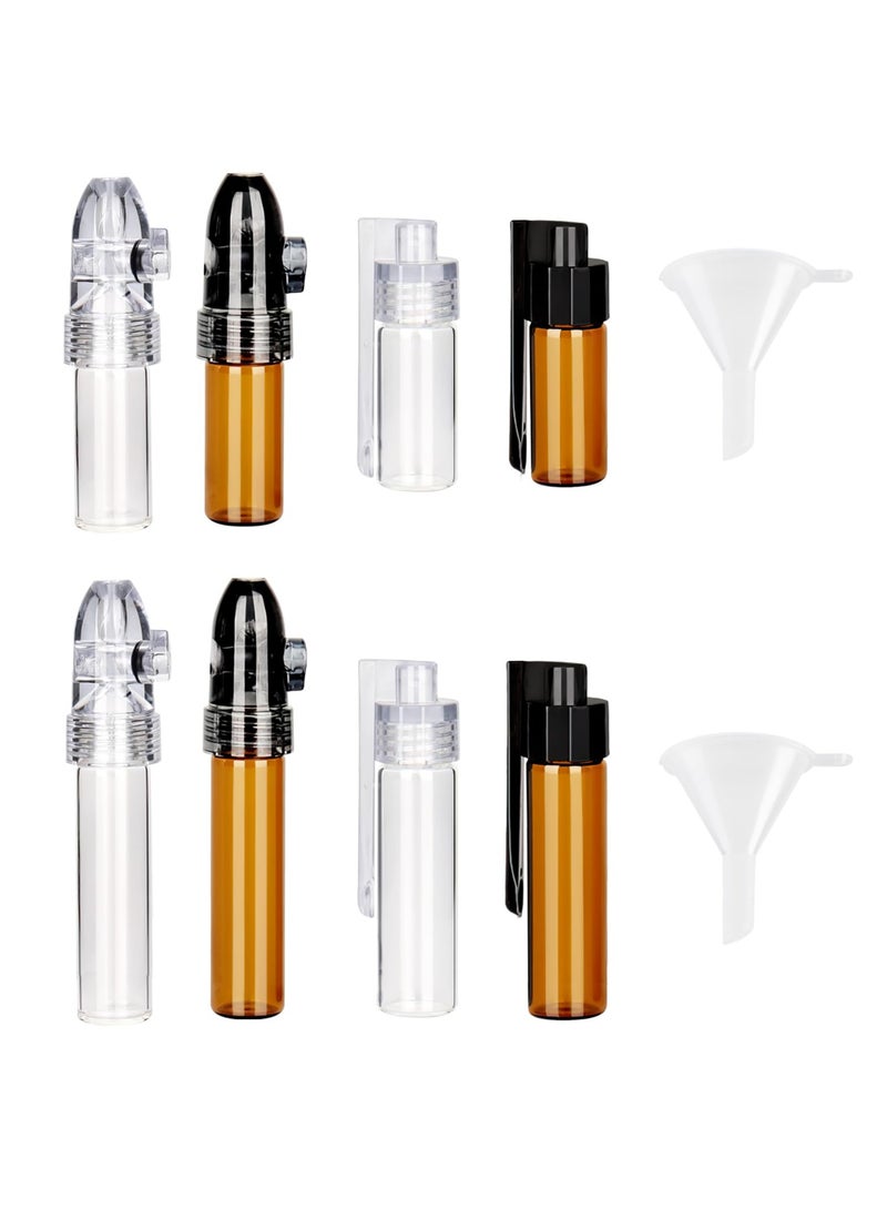Portable Pepper Shakers, 10 Pcs Waterproof Camping Spice Containers with Knob Switch, Portable Dispenser, Mini Salt Shakers for Outdoor Activities Traveling Cooking (Brown & Clear)