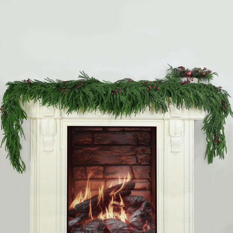 IPOOLTENG 6 Ft Artificial Norfolk Pine Garland, Real Touch Dense Faux Greenery Garland for Mantle, Table, Wall, Indoor & Outdoor Christmas Decorations (Excluding Lights) - Image 2