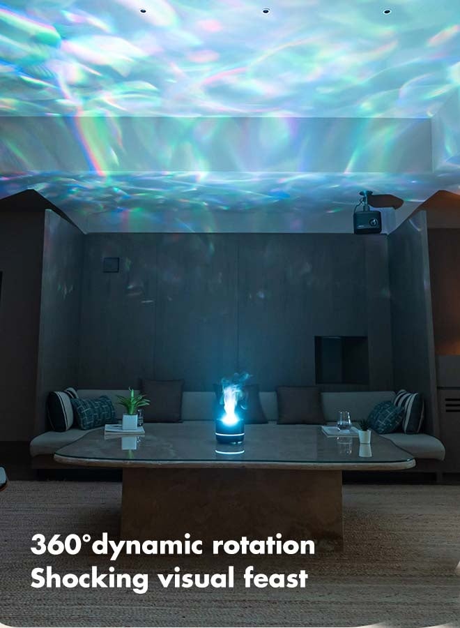 CHOWROAD New floodlight aroma diffuser humidifier, six-color changing flame essential oil aroma diffuser humidifier, USB charging, black - Image 2